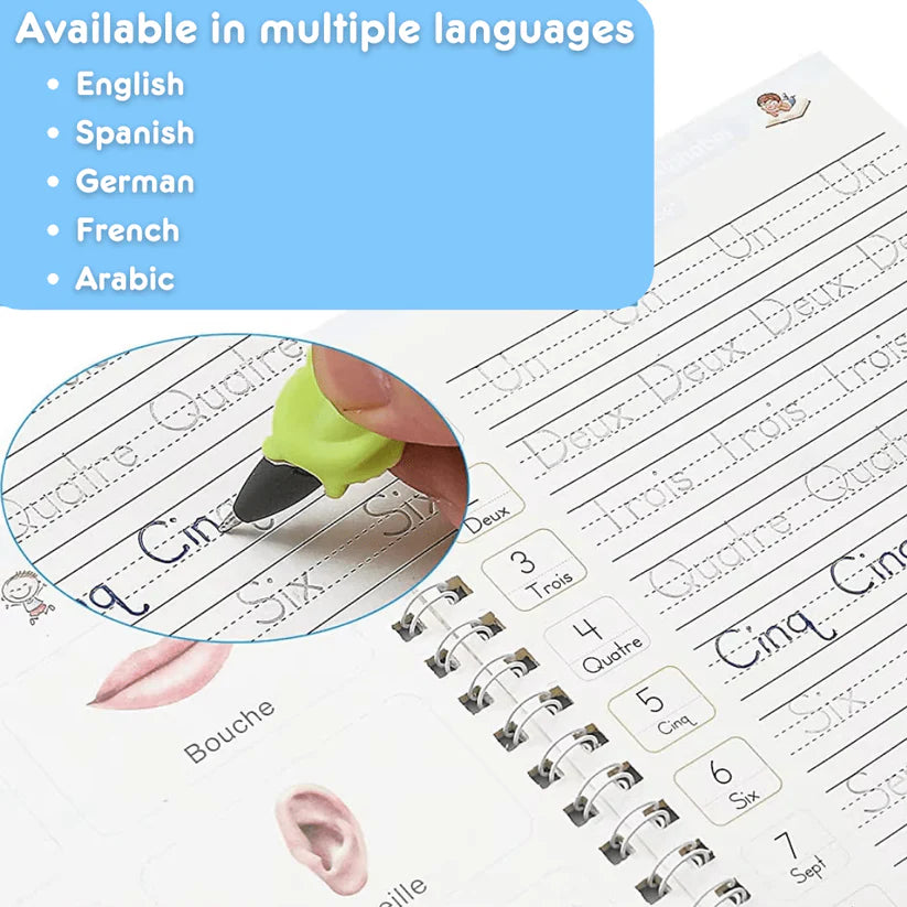 MagicGroove Tracing Book: Reusable Handwriting Practice with Disappearing Ink & Grooves