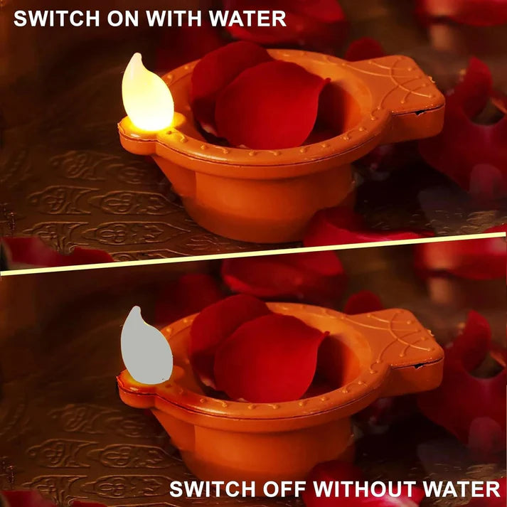 LED Water Sensor Diya | Flameless Decorative Lights for Pooja & Festivals