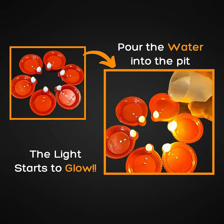LED Water Sensor Diya | Flameless Decorative Lights for Pooja & Festivals