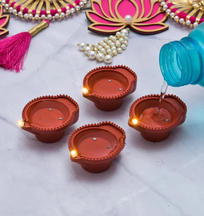 LED Water Sensor Diya | Flameless Decorative Lights for Pooja & Festivals