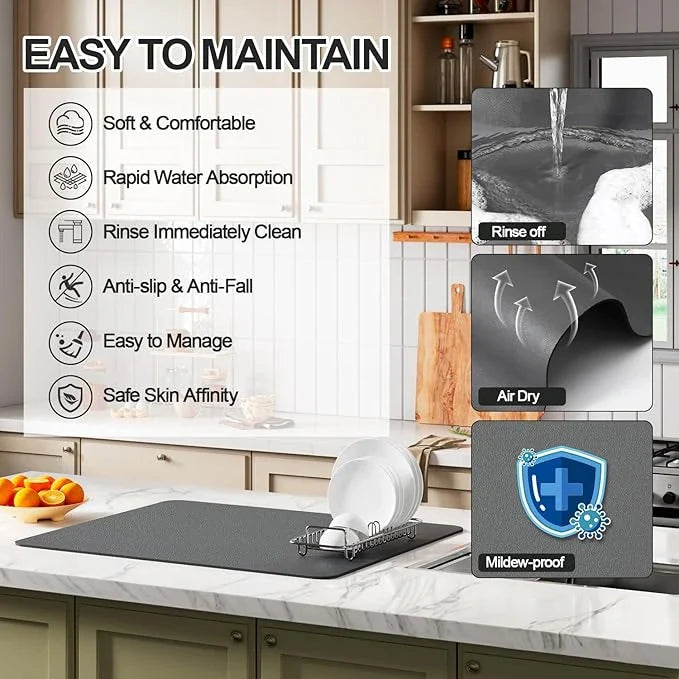 Drying mat for Kitchen, Water Absorbent Mat (PACK OF 2)