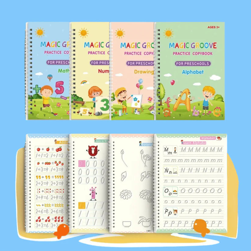 MagicGroove Tracing Book: Reusable Handwriting Practice with Disappearing Ink & Grooves
